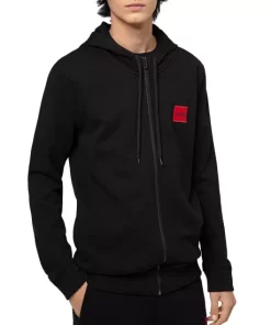 BOSS Sales Store 39 Cheapest 👍 HUGO Daple French Terry Zip Front Hoodie Dark Blue 🎁