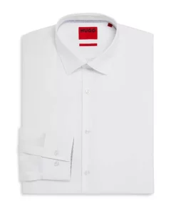 Coupon 🎉 HUGO Koey Cotton Slim Fit 👗 Dress 👕 Shirt Open White 🧨