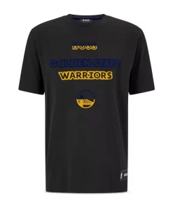 Best Pirce 🔥 BOSS Golden State Warriors 🏀 Basketball Graphic Tee Black 🌟