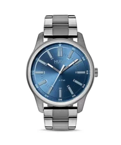 BOSS Sales Store 14 New 🔔 HUGO #RISE Blue Dial ⌚ Watch, 44mm Blue/silver 🎉