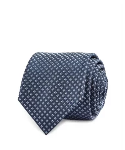 Cheap 💯 HUGO Micro Grid Silk Skinny Tie Dark Blue 🧨