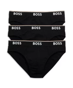 Discount 🧨 BOSS Power Cotton Blend Briefs, Pack Of 3 Black 😉