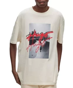 Cheap 🧨 HUGO Dateboard Short Sleeve Graphic Tee Open White 🔥