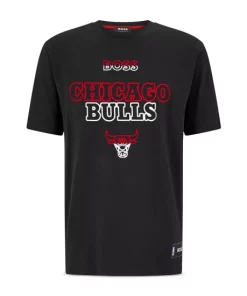 Deals 🌟 BOSS Chicago Bulls 🏀 Basketball Graphic Tee Black 😉
