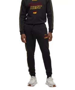 Discount 🛒 BOSS Miami Heat SlamDunk2_4_NBA 1023 Cotton Blend Logo Print Regular Fit Joggers Black 💯 -BOSS Sales Store unnamed file 1230