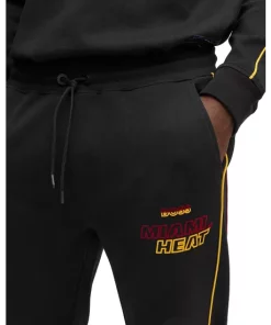 Discount 🛒 BOSS Miami Heat SlamDunk2_4_NBA 1023 Cotton Blend Logo Print Regular Fit Joggers Black 💯 -BOSS Sales Store unnamed file 1232