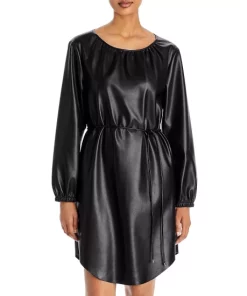 Best reviews of ❤️ BOSS Dejala Belted Faux Leather 👗 Dress Black 👏