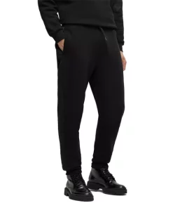 Cheap 🔔 HUGO Dumquat 10240221 01 Cotton Tonal Side Stripe Relaxed Fit Sweatpants Black 😍