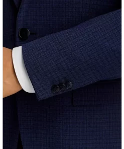 Promo 👍 HUGO Arti Extra Slim Fit Tonal Check Suit Jacket Dark Blue 😉 -BOSS Sales Store unnamed file 136