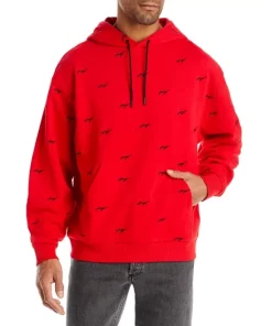 Wholesale ⌛ HUGO Dortalezza Allover Logo Hoodie Red ❤️