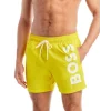 Discount ⌛ BOSS Octopus Logo 5" Swim Shorts Bright Yellow 🛒