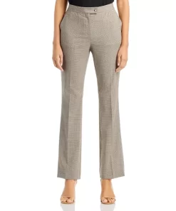 Cheap 🌟 BOSS Teniver Wool Check Flared Leg Pants Beige Houndstooth ❤️