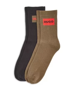 Hot Sale 😍 BOSS Ribbed Cotton Blend Logo 🧦 Socks Dark Green ✨