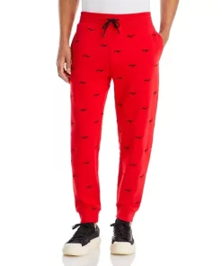 New 🧨 HUGO Duritba Relaxed Fit Logo Print Sweatpants Red 🔔