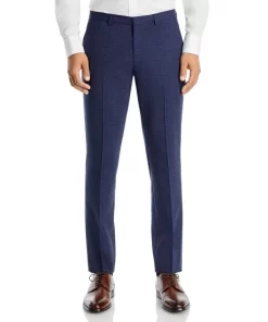 Outlet ✔️ HUGO Hesten Extra Slim Fit Tonal Check Suit Pants Dark Blue 🧨