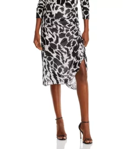 Best Sale 🌟 BOSS Vavinta Ruched Animal Print 👗 Skirt Black Fantasy 🌟