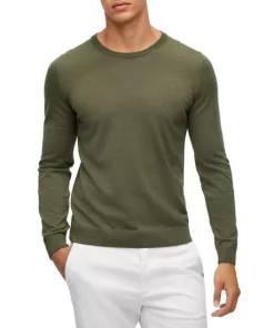 Cheapest ❤️ BOSS Leno-P Slim Fit Wool Crewneck Sweater Dark Blue 🎁