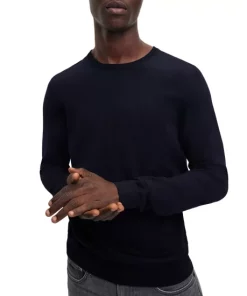 Cheapest ❤️ BOSS Leno-P Slim Fit Wool Crewneck Sweater Dark Blue 🎁 -BOSS Sales Store unnamed file 175