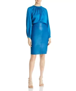 New 🎁 BOSS Selritas Leather 👗 Skirt Teal 🤩 -BOSS Sales Store unnamed file 199