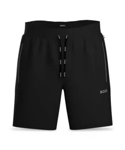 Discount ❤️ BOSS Mix & Match Cotton Stretch Logo Print Drawstring Shorts Medium Gray 🛒