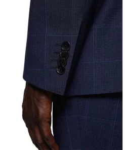 Best Sale ⌛ BOSS H-Huge Tonal Windowpane Peak Lapel Slim Fit Suit Dark Blue 🧨 -BOSS Sales Store unnamed file 234