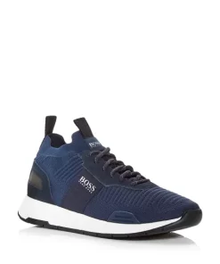 Budget ⭐ Hugo Boss Men's Titanium Knit Low Top 👟 Sneakers Navy 👏