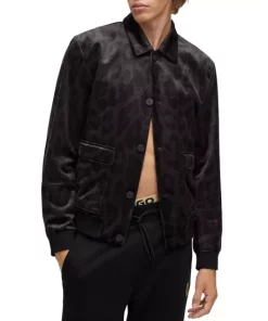 Cheap 😀 HUGO Hayson Leopard Print Jacket Black ✨