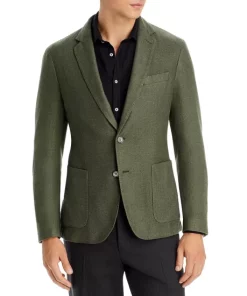 Wholesale 🔥 BOSS Hanry Slim Fit Olive Garment Dyed Flannel Sport 🧥 Coat Open Green 😉