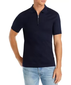 Cheap ✨ BOSS Polston Quarter Zip Polo 👕 Shirt Dark Blue 💯