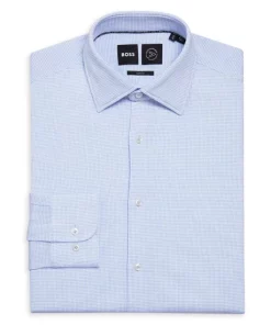 Best reviews of 🤩 BOSS Cotton Stretch Perforated Slim Fit 👗 Dress 👕 Shirt Light Blue ⌛