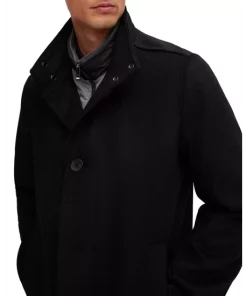 Outlet ⭐ BOSS H-Coxtan-224 1024403 Wool & Cashmere Attached Bib 🧥 Coat Black 🌟 -BOSS Sales Store unnamed file 41