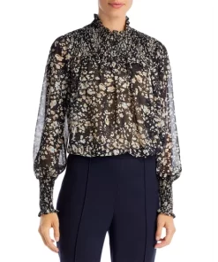 New 🛒 BOSS Inada Stand Collar Blouse Black Fantasy 🌟