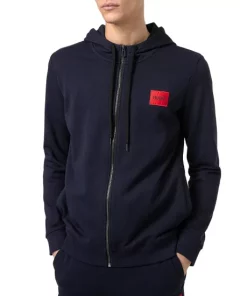 Cheapest 👍 HUGO Daple French Terry Zip Front Hoodie Dark Blue 🎁 -BOSS Sales Store unnamed file 5