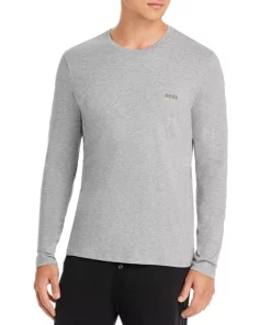 Top 10 🔥 BOSS Mix & Match Cotton Blend Embroidered Logo Long Sleeve Tee Medium Gray 👍