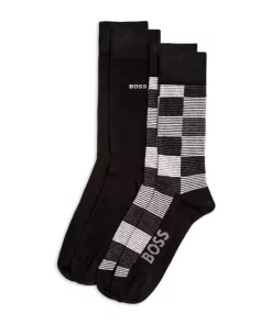 Top 10 😉 BOSS Stripe & Solid Logo 🧦 Socks - Pack Of 2 Dark Blue 🤩