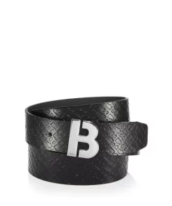 Hot Sale ⌛ BOSS Hugo Boss Men's Textured Leather Logo Belt Black 🔔