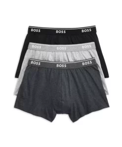 New 🔥 BOSS Classic Cotton Trunks, Pack Of 3 Light Gray/gray/black 🤩