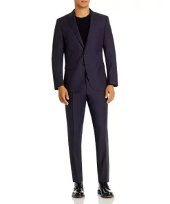Budget ⭐ BOSS H-Huge Tonal Check Slim Fit Suit Dark Blue 👏