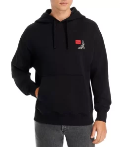 Coupon 🔔 HUGO Dothy Embroidered Pullover Hoodie Black 😀