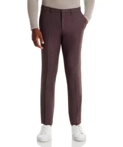 Best Sale ❤️ HUGO Hesten Micro Pattern Extra Slim Fit Suit Pants Burgundy 🎉