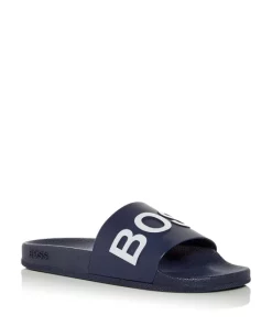 Best reviews of 🥰 BOSS Hugo Men's Bay Logo Slide 🩴 Sandals Navy 👏