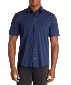 Coupon ⭐ HUGO Ermino Slim Fit Short Sleeve 👕 Shirt Dark Blue 🎉 -BOSS Sales Store unnamed file 778