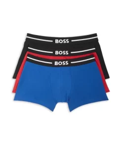 Hot Sale 🥰 BOSS Bold Stretch Cotton Boxer Trunks, Pack Of 3 Black/red/blue 👍