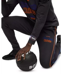 Best Sale 😍 BOSS New York Knicks SlamDunk2_4_NBA 1023 Cotton Blend Logo Print Regular Fit Joggers Black 🧨 -BOSS Sales Store unnamed file 820