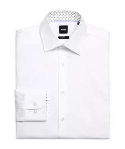 Best reviews of 🔔 BOSS H-Hank-Kent-C3-214 1 Cotton Contrast Trim Slim Fit 👗 Dress 👚 Shirt White 🔥
