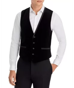 Flash Sale 🛒 HUGO Slim Fit Velvet Formal Vest Black 🎉