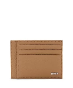 Cheap 🎉 BOSS Hugo Boss Crosstown Leather Card Case Medium Beige 💯