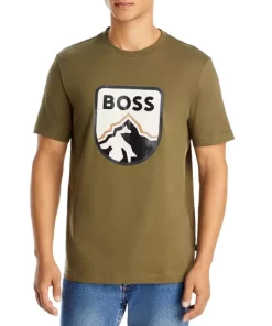 BOSS Sales Store 24 New ✔️ BOSS Tiburt 308 Logo Tee Open Green 😉